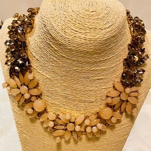 J Crew Two Tone Statement Necklace Topaz Cremé